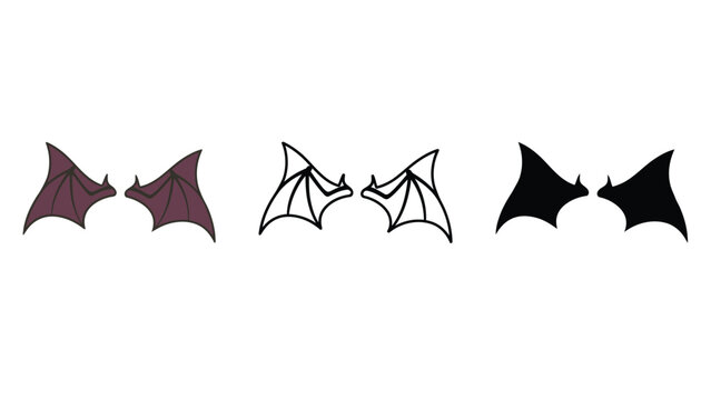 Three pairs of stylized bat wings are displayed against a white background.