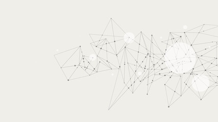 Fototapeta premium Abstract technology network background with gray connection lines and nodes on clean white backdrop.