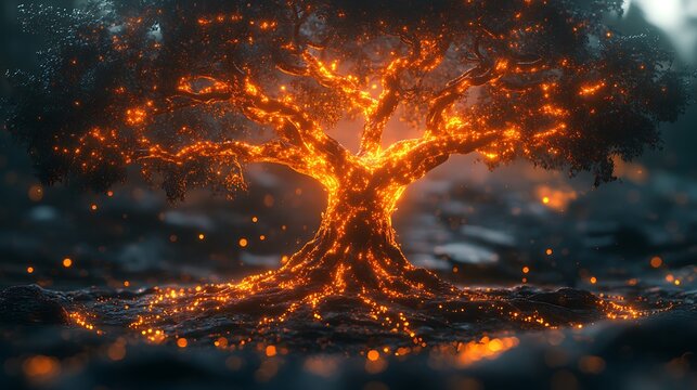 Burning tree illustration