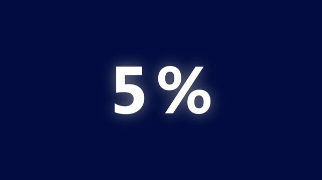 Discount Percentage Symbol Five Percent Sign Glowing White Numbers on Dark Blue Background 5 percent