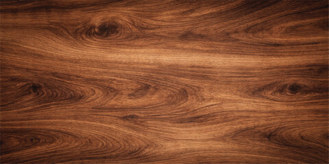 A dark brown and red grain pattern highlights the natural wooden texture of this hardwood timber plank, creating a rustic material surface ideal for a polished oak floor or table design © jaduuu