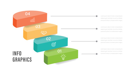 3d layers business infographic template with 4 steps. Process diagram chart template for business presentation.