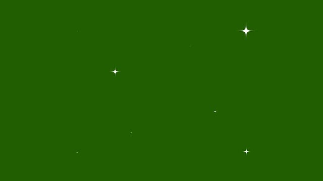Fast twinkling stars animation with white cartoon doodle sparkles glowing light  shimmering particles seamless 4K loop green screen background magic glitter overlay effect video