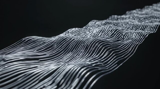 Abstract wavy dark surface with shimmering reflective light patterns