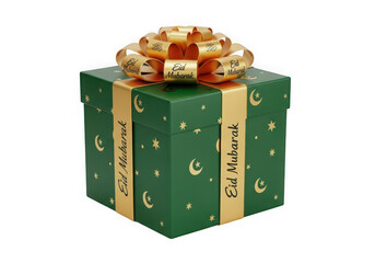 Elegant gift box wrapped with festive ribbon and golden bow atop