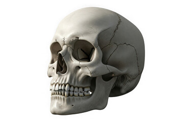 A detailed view of a human skull showcasing its anatomical structure and bone formation