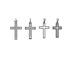 Four medieval style sword hilts with distinct crossguard designs