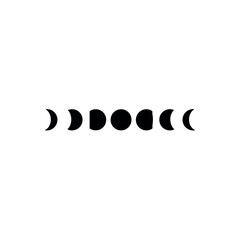 Obraz premium Phases of the moon in a clean, minimalist icon set. Celestial cycle illustration representing lunar phases from new moon to full moon.
