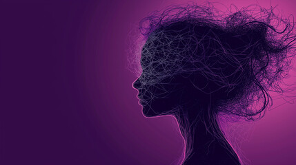 Fototapeta premium Female Silhouette Profile Headache Minimal Concept 