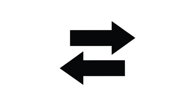 Two opposing arrows indicate direction and exchange a striking silhouette