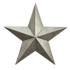 Obraz premium Metallic five pointed star, silver color isolated on transparent background