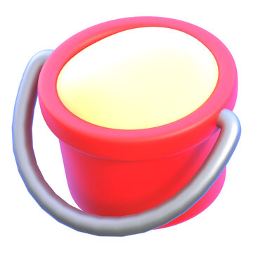 Summer concept beach bucket with sand 3D icon