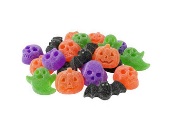Assorted colorful jelly candies in a vibrant and appetizing cluster.