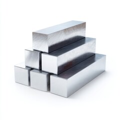 Naklejka premium Stacked Rectangular Metallic Bars with Shiny Finish for Industrial or Commercial Use in Various Applications