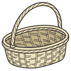 Fototapeta premium Isolated empty wicker basket, a versatile woven container on a transparent background for design projects.