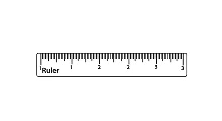 A gray plastic ruler with measurements in inches centered on a white background