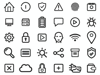 Fototapeta premium Minimal Line Interface Icons UI UX Set