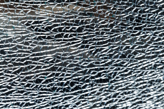 Texture of cracked glass, safety glass barrier cracked 
