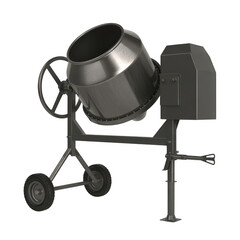Industrial cement mixer isolated on transparent background
