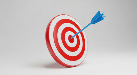 Arrow in Center of Target Illustration of Aiming Precision Accuracy Success Achieving Goals Competition Arrowhead Hitting Bullseye Isolated Design