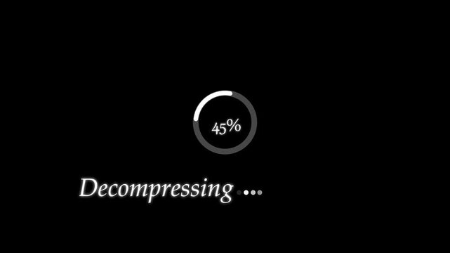 Decompressing Progress Bar with 25 Percent Complete on Dark Screen decompression indicator animated