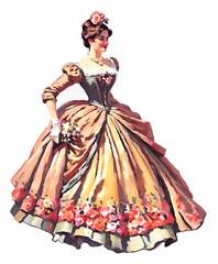 woman in 18th century dress fashion vector illustration
