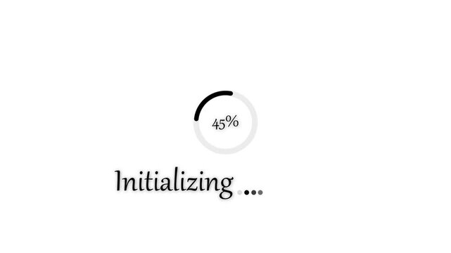 Animated White Screen with Initializing Progress Circle and Text loading