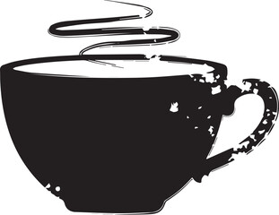 Grunge Style Coffee Cup Silhouette Vector Illustration