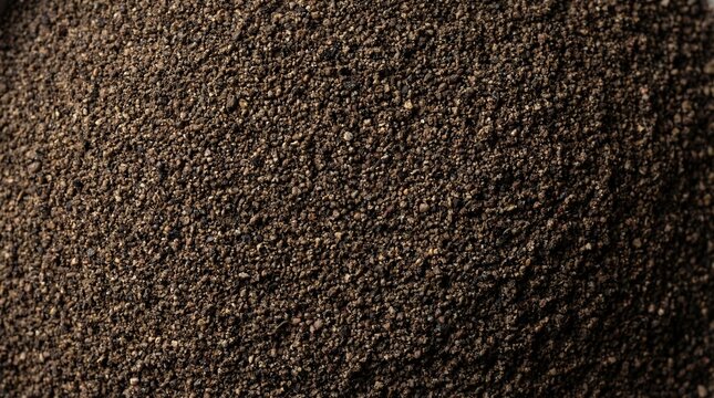 Ground Black Pepper Texture &ndash; Crushed Peppercorn Spice &ndash; Natural Seasoning Food Background for Packaging, Culinary Design, Organic Branding, Rustic Macro Close Up