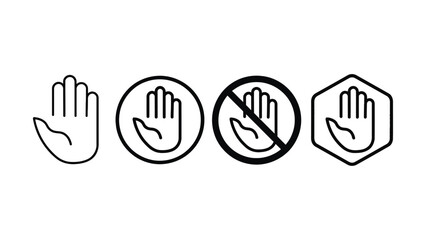 Obraz premium Four different hand stop icons are displayed on a white background.