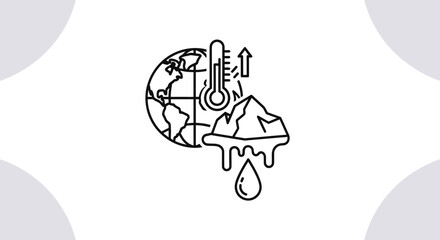 Climate Change Icon with Melting Globe.