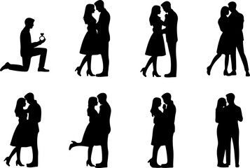 Romantic Proposal Silhouette Collection Vector Art