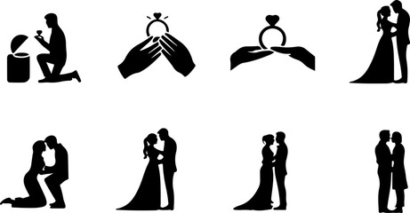 Romantic Proposal Silhouette Collection Vector Art