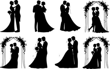 Romantic Proposal Silhouette Collection Vector Art