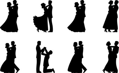 Romantic Proposal Silhouette Collection Vector Art