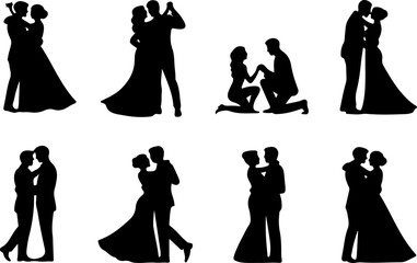 Romantic Proposal Silhouette Collection Vector Art