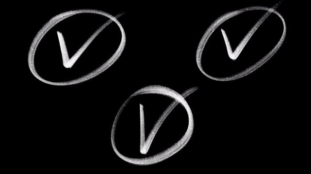 White Chalk Check Mark with Circle Reveal Animation Set