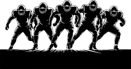 American Football Players Action Silhouette Vector