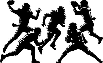 American Football Players Action Silhouette Vector