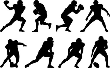 American Football Players Action Silhouette Vector