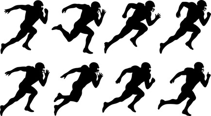 American Football Players Action Silhouette Vector