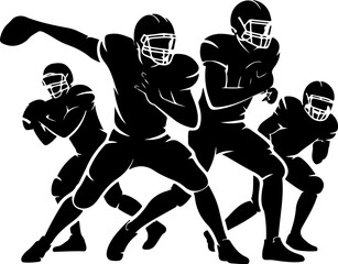 American Football Players Action Silhouette Vector