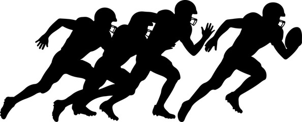 American Football Players Action Silhouette Vector
