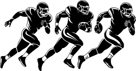 American Football Players Action Silhouette Vector
