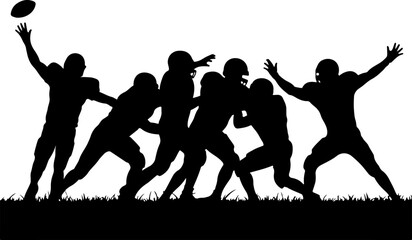 American Football Players Action Silhouette Vector