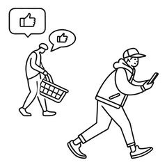 man running in a hurry with mobile 