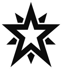 Fototapeta premium Stylized Black Star Symbol with Inner Star and Sharp Points