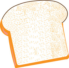 Simple cartoon illustration depicting a single fresh white bread slice ready for toast or sandwich making preparation.