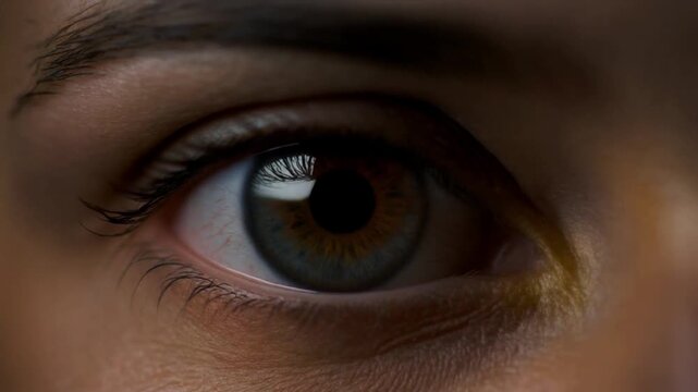 Biometric Eye Examination - Futuristic Laser Dot Movement and Ocular Reflection
