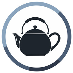Obraz premium Stylized Silhouette of a Classic Tea Kettle with Handle and Spout Inside a Circle